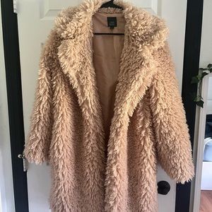 Faux fur coat tan wild fable